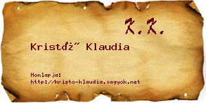 Kristó Klaudia névjegykártya